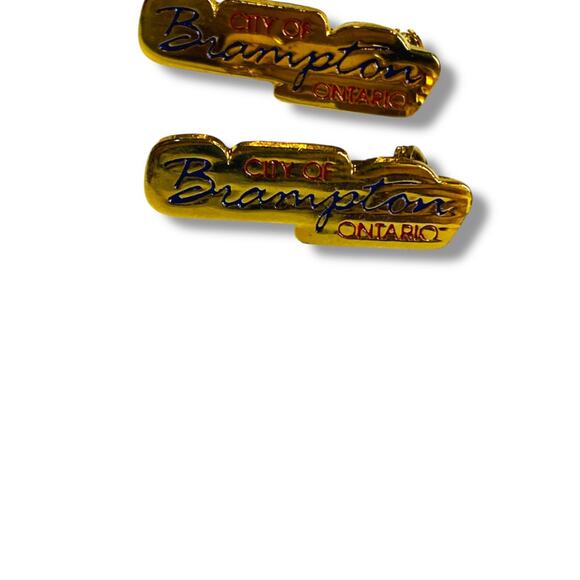 City of Brampton Ontario Goldtone 1" Lapel Pins Set of 2 - Picture 2 of 5